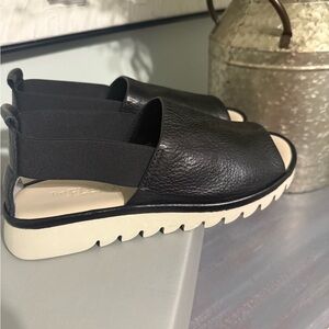 The Flexx Black Leather Sandals with Cream Sole New